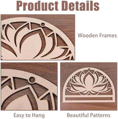 FREEBLOSS 6Pcs Mandala Macrame Frame Lotus Macrame Hanging Supplies Wood Dreamcatcher Frame Nature Wooden Hoop for Macrame Wall Hangings DIY Macrame Kit Craft Supplies Home Decor - Image 4