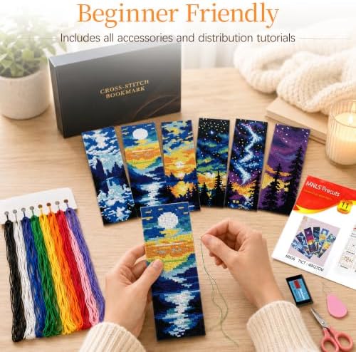 CYANFOUR 6 Pcs Cross Stitch Bookmark Kit for Beginners - Image 4