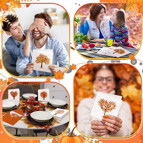 Saillong 12 Pack Fall Tree Diamond Painting Greeting Cards with Envelopes - Image 5