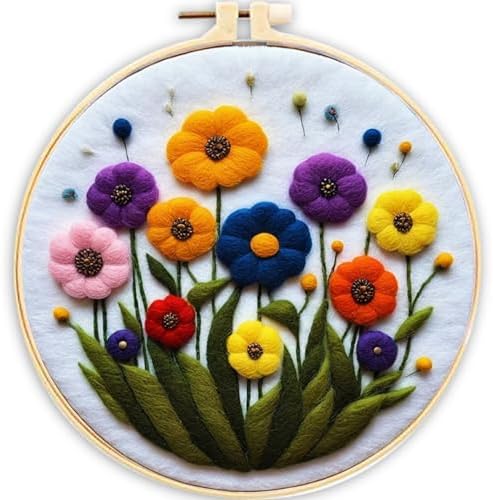 CaptainCrafts Needle Felting Kit for Adults Flowers Pattern DIY Home Decor by CaptainCrafts