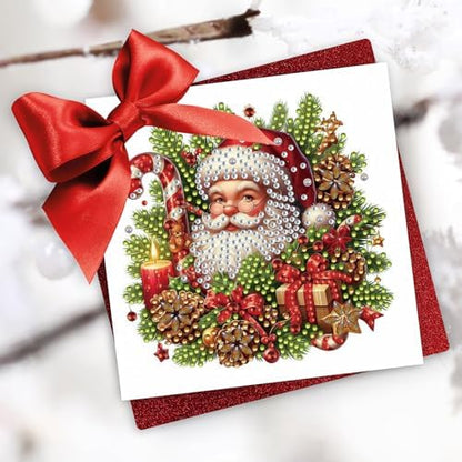 6Pcs Christmas Greeting Card DIY Diamond Art Painting Greeting Cards Special Shaped Diamond Blessing Folding Card Kit Arts Crafts for Birthday Festival-Elements - Image 2