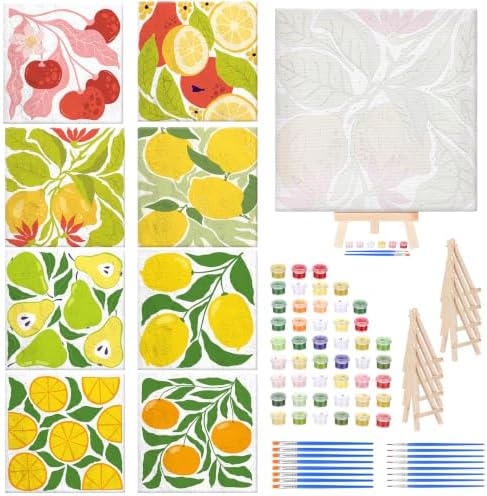 RoundFunny 8 Set Paint by Numbers Drawing Kit for Adults,Summer Fruit by RoundFunny