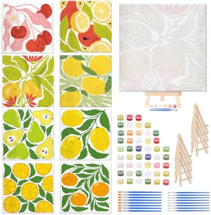 RoundFunny 8 Set Paint by Numbers Drawing Kit for Adults,Summer Fruit by RoundFunny