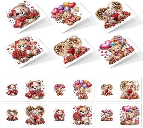 6pcs Diamond Painting Greeting Card with envelopes, DIY Bear and balloon Diamond Art Greeting Card for Blessing and Wish Special Shaped Arts Crafts for Christmas Birthday Thanksgiving Day Holiday by MVVMTOP