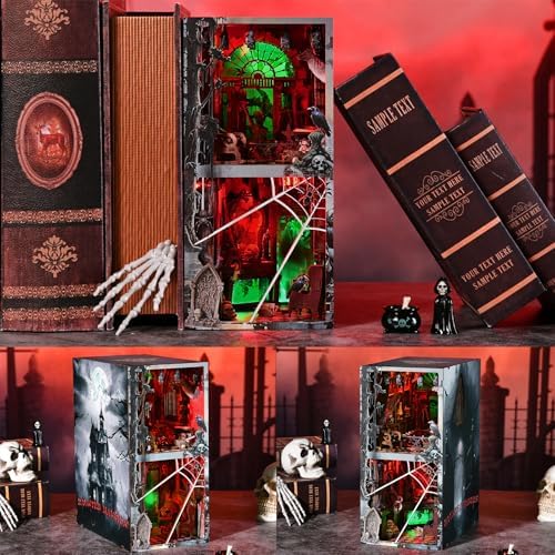 Haunted Book Nook Kit, DIY Miniature House Kit 3D Puzzles for Adults, Halloween 3D Puzzle, Bookshelf Decor Gifts for Family, Friends (Haunted Mansion) - Image 4