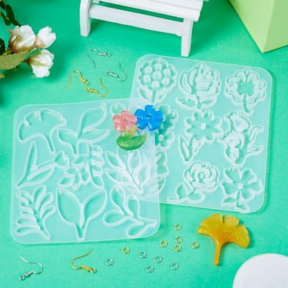 Boutigem 2Pcs Flower Earring Resin Mold Spring Floral Silicone Casting Mold Earring Hooks Jump Rings for Women Jewelry Making Handicrafts Decoration Supplies - Image 5