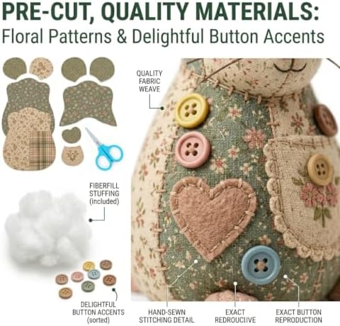 Patchwork Mouse DIY Sewing Craft Kit - Floral Fabric (Set A) - Image 2