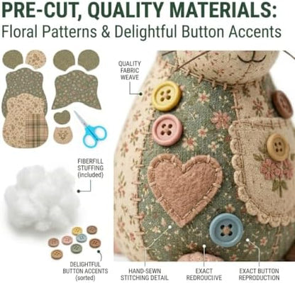 Patchwork Mouse DIY Sewing Craft Kit - Floral Fabric (Set C) - Image 2