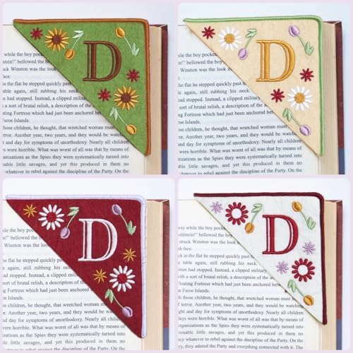 Personalized Embroidered Corner Mark, 4 Pack, Finished Initial Felt Bookmark Corner, Gift for Book Lover - Image 2