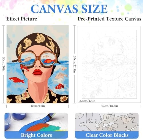 ZRIZQ Paint by Numbers Kit for Adults Beginner,Woman Face,16x20 - Image 2