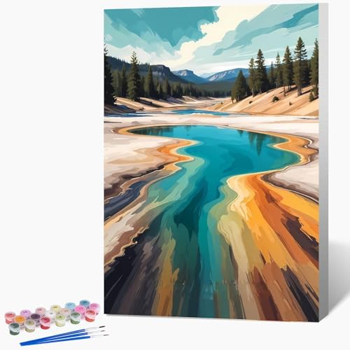 National Park Paint by Numbers Kit for Adults Beginner with Frame, Easy Landscape Adult Paint by Number Kits on Canvas, DIY Acrylic Number Painting for Adults for Home Decor for Gift 8x12 Inch by Unknown