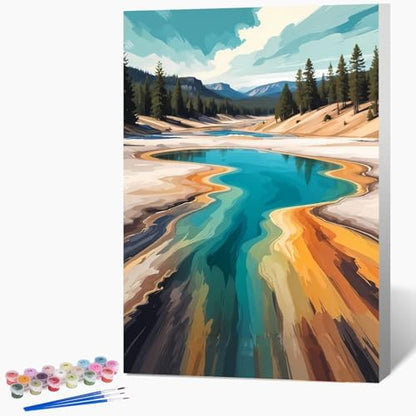 National Park Paint by Numbers Kit for Adults Beginner with Frame, Easy Landscape Adult Paint by Number Kits on Canvas, DIY Acrylic Number Painting for Adults for Home Decor for Gift 8x12 Inch by Unknown