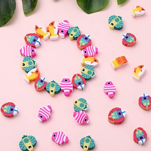 100pcs Mixed Tropical Fish Polymer Clay Spacer Beads for Women Jewelry Making DIY Bracelet Necklace Hair Clip Accessories (Tropical Fish) by LUBINGSHINE