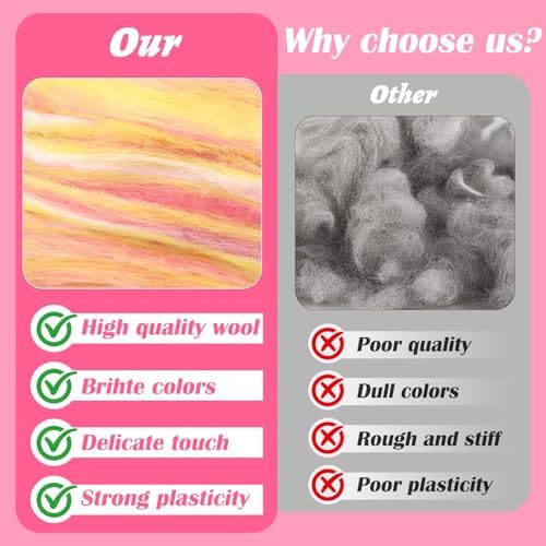 7.02 oz Colored Wool Roving Felting Wool Bulk Needle Felting - Image 4