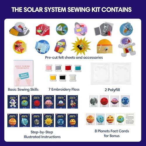 Flying Childhood Solar System Sewing Kit for Kids - Beginner Felt Craft Kits - Montessori Toys Gifts for Girls Boys 6 7 8 9 Toddler DIY Projects Classroom Must Haves - Image 2