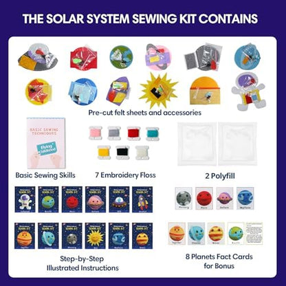Flying Childhood Solar System Sewing Kit for Kids - Beginner Felt Craft Kits - Montessori Toys Gifts for Girls Boys 6 7 8 9 Toddler DIY Projects Classroom Must Haves - Image 2