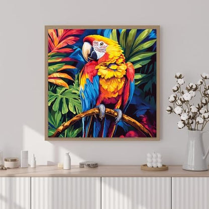 Artunion Framed Paint by Numbers Kit for Adults Beginners & Kids Ages 8-12,Colorful Parrot Paint by Number with Frame,Bird Paint by Numbers Kit on Canvas 10 * 10 Inch Without Easel - Image 2