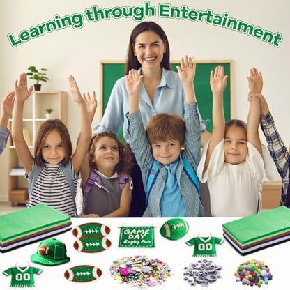 gisgfim 42Pcs Football Felt Fabric Sheets Craft Kit 8 x 12 Inch Green Brown Assorted Colors Thick Felt Pack with Wiggle Google Eyes Pompoms Glitter Patchwork Craft for DIY Sewing Art Project Decor - Image 6