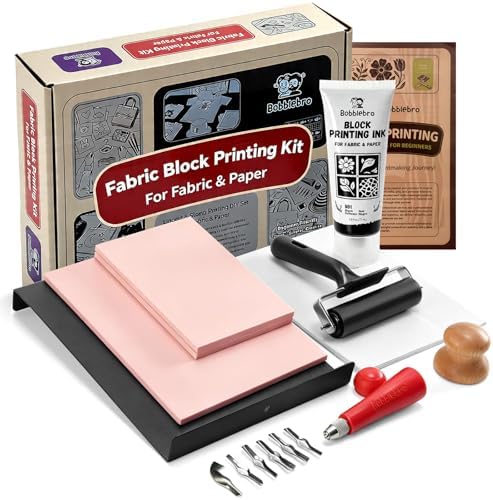 Bobblebro Linocut Kit for Printmaking, Fabric Block Printing Kit with Ink by Unknown