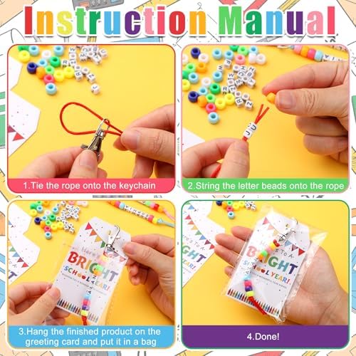 Suncalla 984 Pcs 24 Set Back to School Keychain Making Kit DIY Bead Craft - Image 3