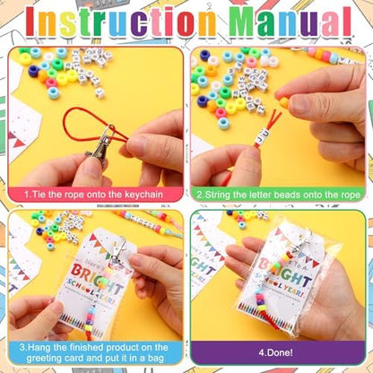 Suncalla 984 Pcs 24 Set Back to School Keychain Making Kit DIY Bead Craft - Image 3