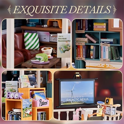 Large DIY Miniature Mini Bookstore House Kit for Kids 8+ - Image 4