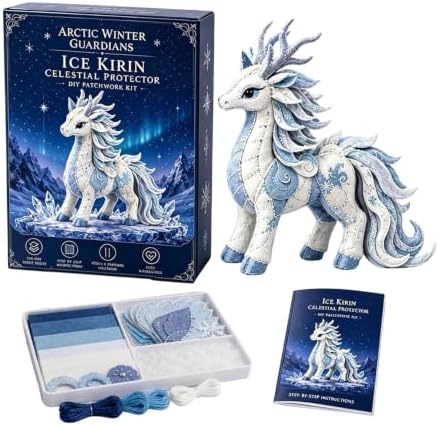 ROTORS Arctic Winter Guardians DIY Patchwork Kit, Pre Cut Felt Animal Sewing Kit, 3D Stuffed Creature Craft Set, Handmade Home Decor Gift for Beginners (Blue-A) by ROTORS