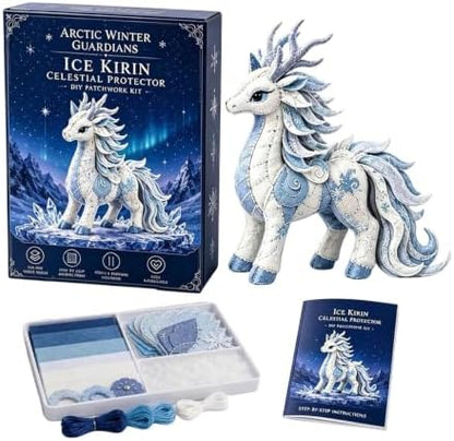ROTORS Arctic Winter Guardians DIY Patchwork Kit, Pre Cut Felt Animal Sewing Kit, 3D Stuffed Creature Craft Set, Handmade Home Decor Gift for Beginners (Blue-A) by ROTORS