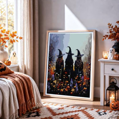 NXIKYO Witch Trio Paint by Numbers Kit for Adults Beginner, Adult Paint by Number Kits on Flower Witches Canvas, DIY Acrylic Oil Easy Painting by Numbers for Home Wall Decor 16x20 inch (Without Frame) - Image 3