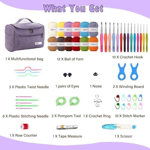 Yarniss Crochet Kit for Beginners with Instruction & Tutorial,Purple - Image 2