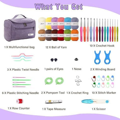 Yarniss Crochet Kit for Beginners with Instruction & Tutorial,Purple - Image 2