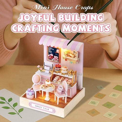 Kisoy Dollhouse Miniature with Furniture Kit, DIY 3D Wooden DIY House Kit with Dust Cover,Handmade Tiny House Toys for Teens Adults Gift(Sweet Talk) - Image 3