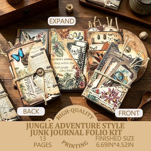 XINPOCUT Autumn Diary Folio Junk Journal Kit,Folio Booklet Craft Kit, Junk Journal Kit, Scrapbooking Supplies, Journaling Decor, Mini Folio Writer Folder Project, Arts & Crafts Gifts - Image 2