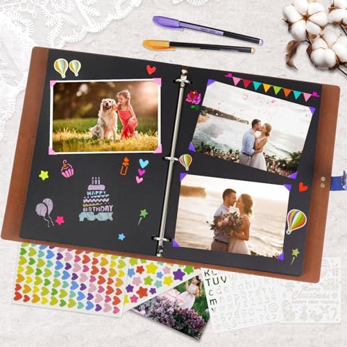 ZEEYUAN Mothers Day Gift for Mom Scrap Book Photo Album PU Leather Family ScrapBook Photo Memory Book Couples Anniversary Scrapbook Valentine's Day Gift - Image 2