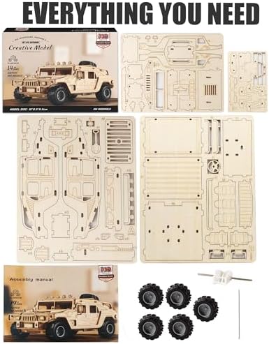 3D Wooden Puzzles Off-Road Model Car Kits to Build for Adults - Image 6