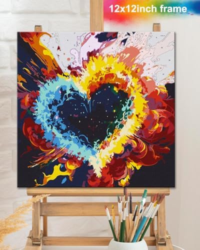 TOCARE Framed Paint by Numbers Kit for Adults Beginners & Kids Ages 8-12, 12x12inch Love Heart Paint by Number with Frame, Love Paint by Numbers Framed Canvas (Without Easel) - Image 6
