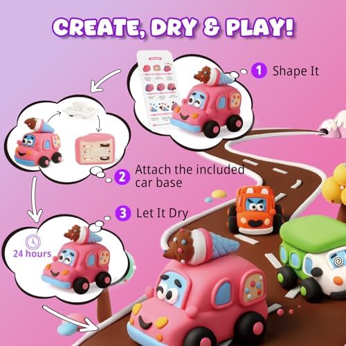 Air Dry Clay Kit for Kids - 3 Boxes Pull Back Car Making - Image 2