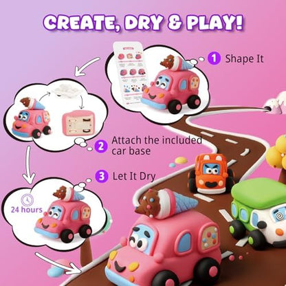 Air Dry Clay Kit for Kids - 3 Boxes Pull Back Car Making - Image 2