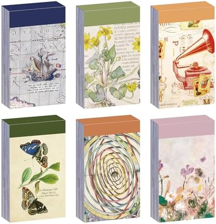 6 Sets 300 Pcs Washi Stickers Set Vintage Aesthetic Sticker Book for Journaling Decorative Scrapbook Floral Paper Sticker Kit for Scrapbooking, Bullet Journal, Art Craft Gifts, Notebook Making by emmoolife