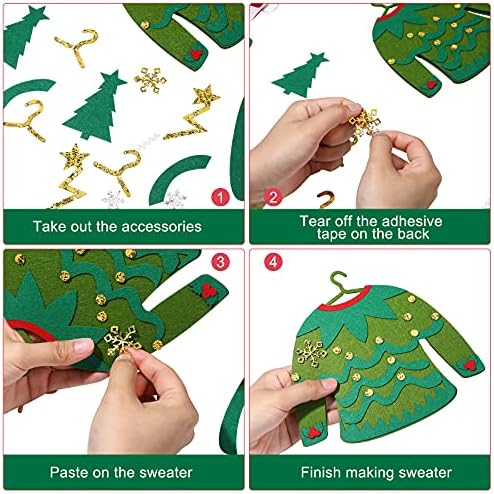 Kasyat 12 Pcs Christmas Ugly Sweater for Families DIY Felt Ornaments Kits - Image 4