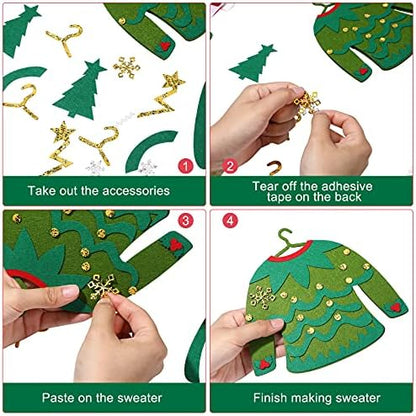 Kasyat 12 Pcs Christmas Ugly Sweater for Families DIY Felt Ornaments Kits - Image 4
