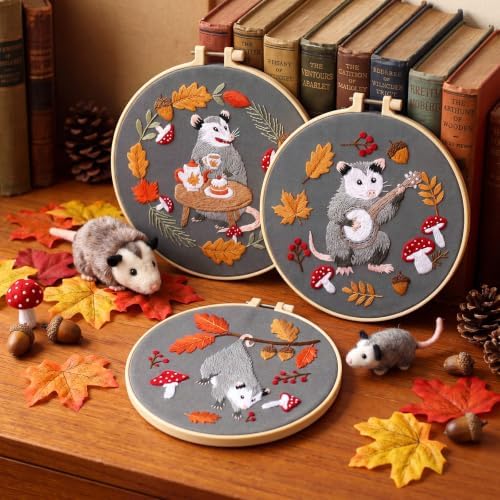 Mindsoft 3 Set Needlepoint Kit for Beginners with Hoop,Autumn Possum - Image 5