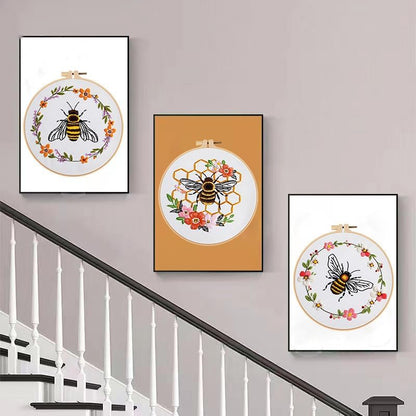 Konrisa Embroidery Kits for Adults Beginner, European Style Bees Collect Honey Stamped Embroidery Starter Kit,DIY Sewing Practice, Needlepoint Cross Stitch Kit,Set of 3 - Image 3