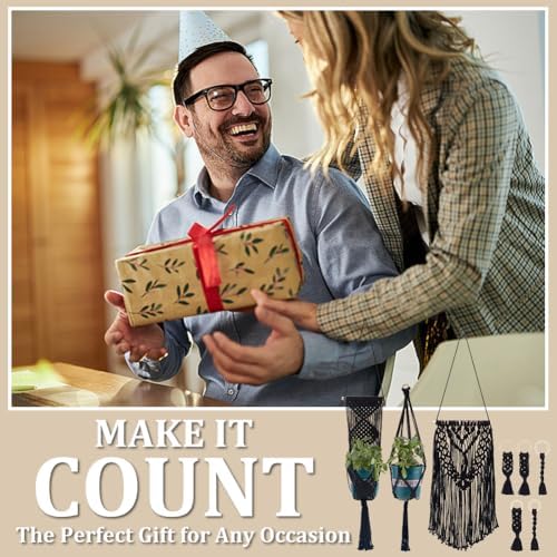 IFNUNLY 8 Set Black DIY Macrame Kit for Beginners - Starter Kit with Wall Hanging, Plant Hanger, Keychain & Instructions - Image 7