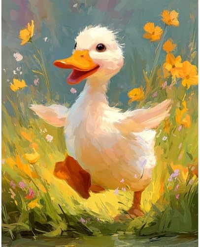 Natuyalo Paint by Numbers Kit for Adults, Duck Paint by Number for Adults, Acrylic Adults' Paint-by-Number Kits, Animals DIY Easy Paint by Number Adult Canvas for Home Art Decor 16x20 inch by Natuyalo