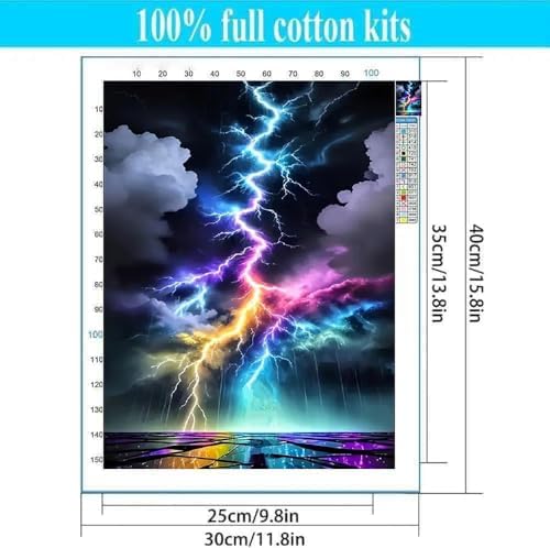 Colorful Lightning Stamped Cross Stitch Kits for Beginners Adults, Dimensions Needlepoint Art Crafts,Counted Cross Stitch Kits Embroidery Kits for Beginners Adults for Home Decor 11.8X15.7inch - Image 2
