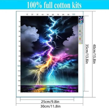 Colorful Lightning Stamped Cross Stitch Kits for Beginners Adults, Dimensions Needlepoint Art Crafts,Counted Cross Stitch Kits Embroidery Kits for Beginners Adults for Home Decor 11.8X15.7inch - Image 2