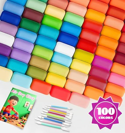 Air Dry Clay 100 Colors Foam Clay Non-Sticky Soft Air Dry Foam Clay, Moldable Super Light Clay with Sculpting Tools, Guide, Perfect for Arts, Crafts - Image 2