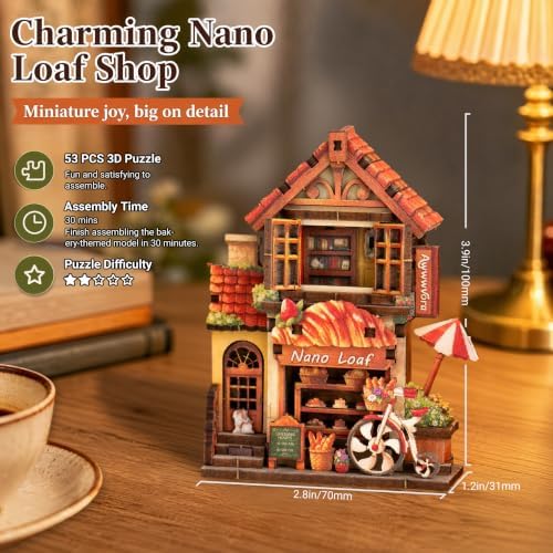3D Wooden Bakery Shop Puzzle Miniature Building Model & Fridge Magnet - Image 3