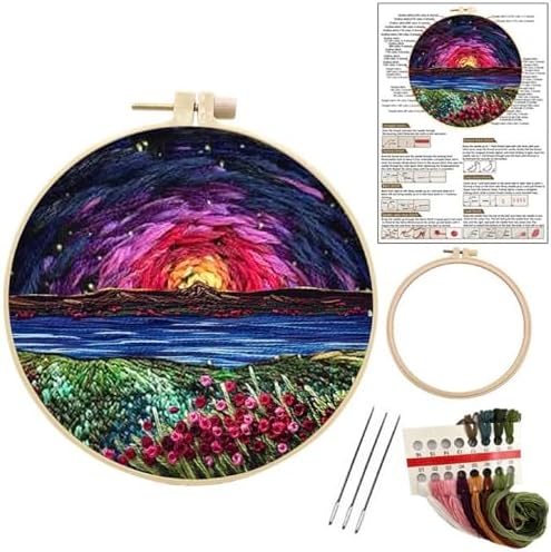 JRYYR Friendship Gifts Beginner Embroidery kit for Adults,Embroidery Kits for Beginners DIY Cross Stitch with Patterns and Instructions (The Beauty of The Evening) by JRYYR